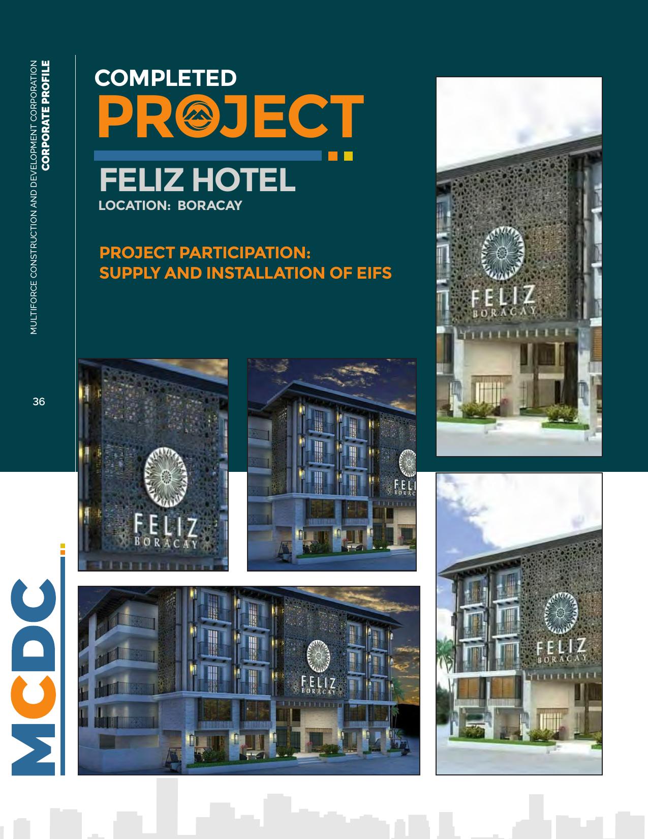 Feliz Hotel project spread from the MCDC corporate profile