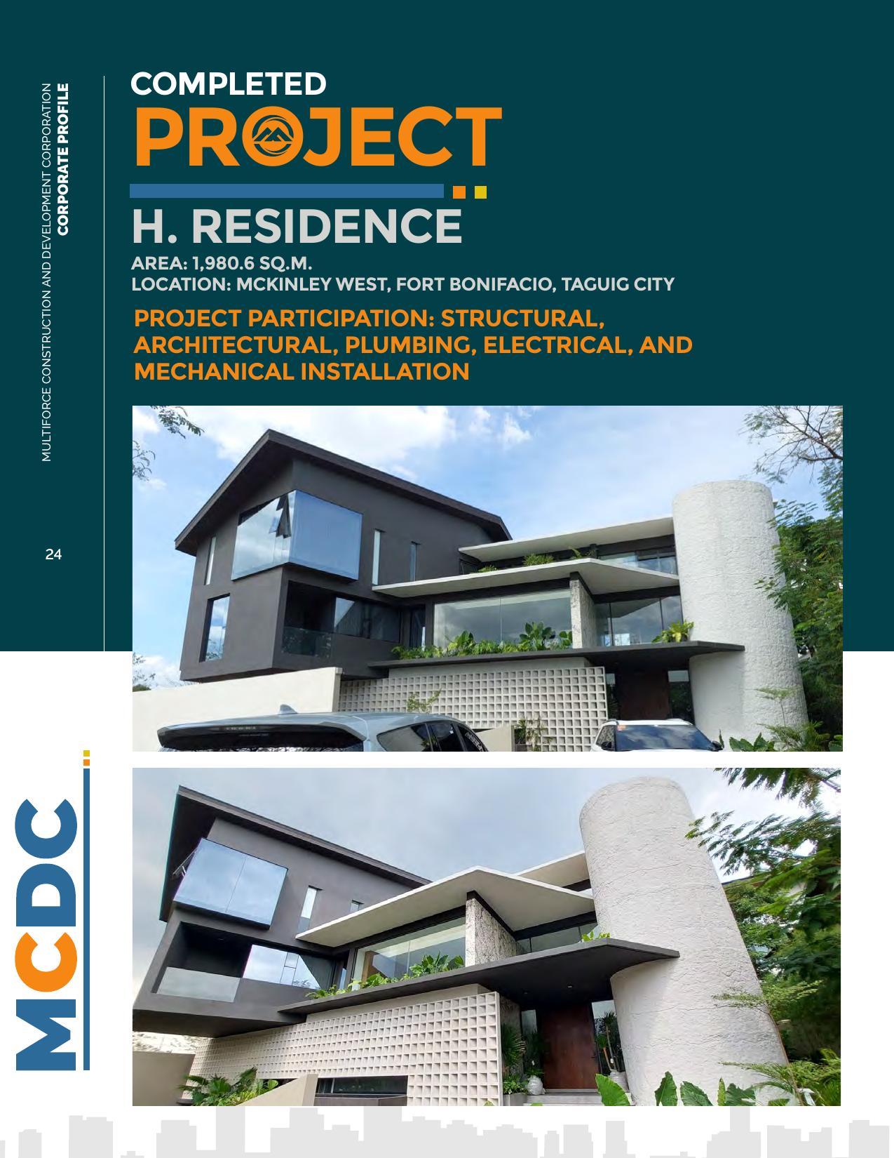 H. Residence project spread from the MCDC corporate profile