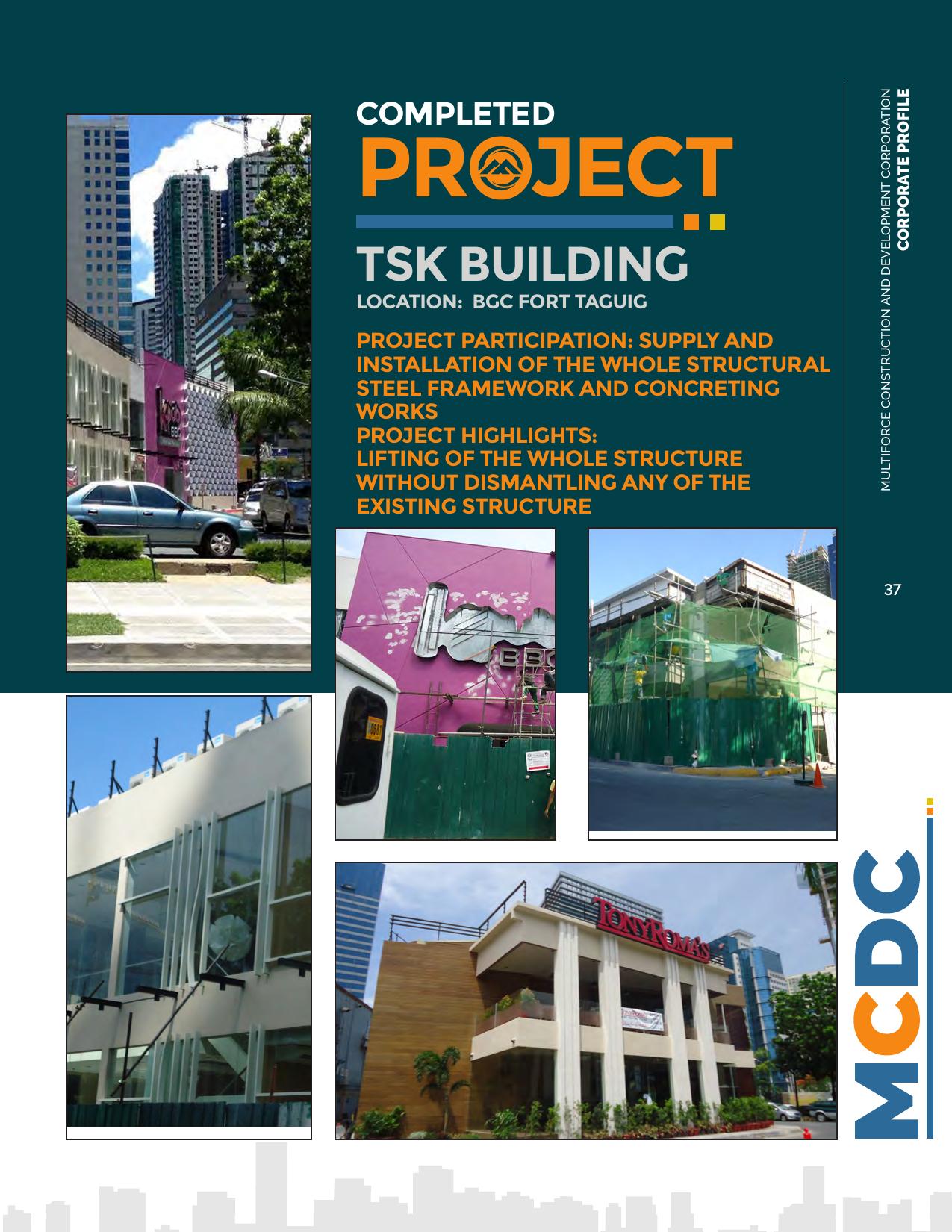 TSK Building project spread from the MCDC corporate profile